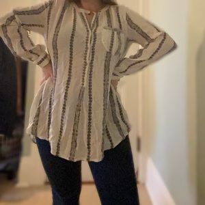 Free People Long Sleeve 1/2 Button Up